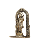 Brass Ram Lalla Idol with Temple Carvings | 8" x 5" x 3" (20.3 x 12.7 x 7.6 cm) | 591g Ayodhya-Inspired Art | Sacred Divine Murti | Premium Collection